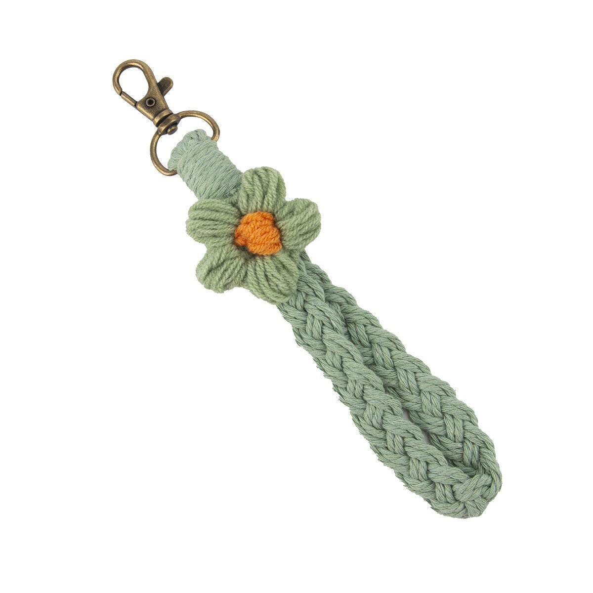 Wholesale Flower Handmade Woven Cotton Rope Keychains